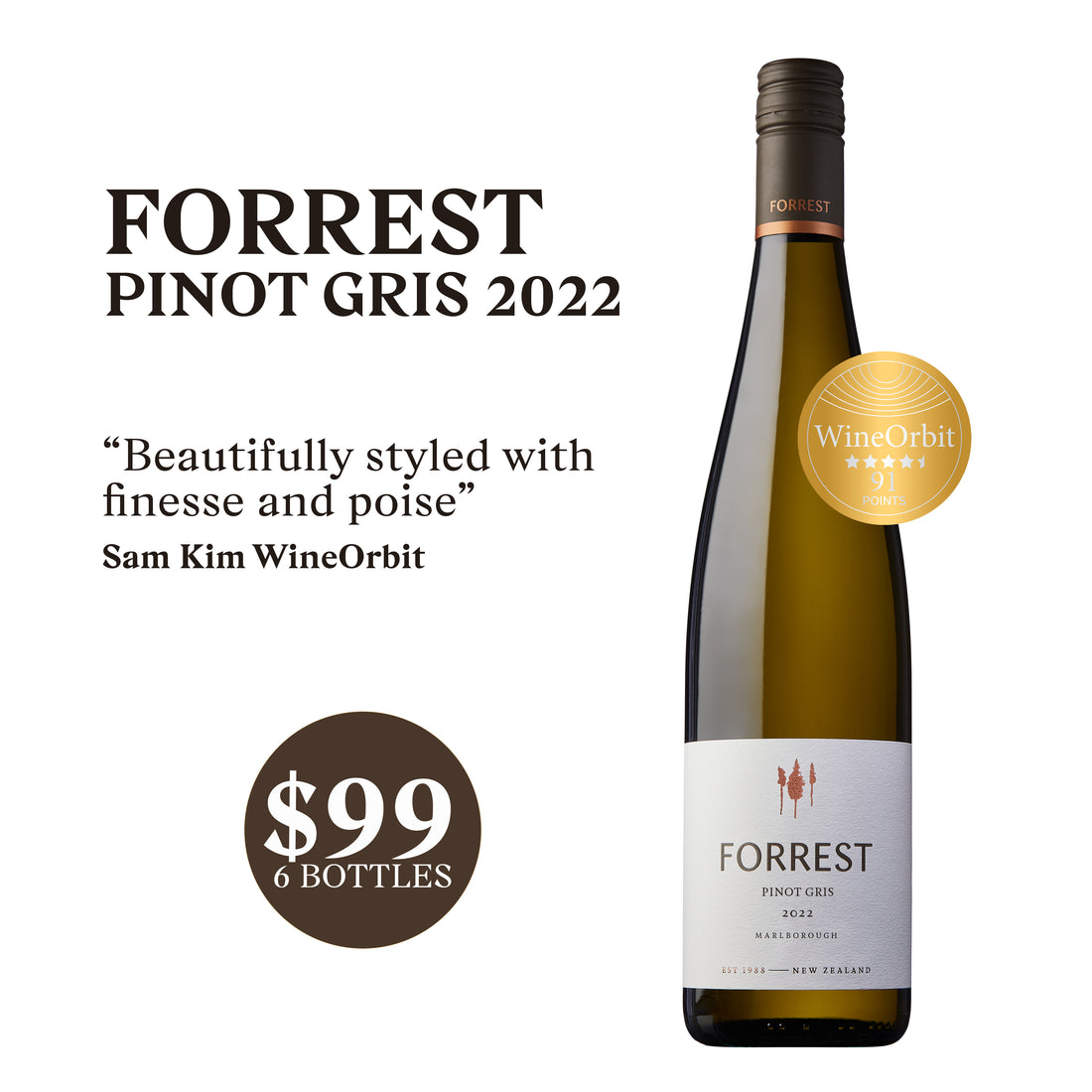 2022 Forrest Pinot Gris - 6 Bottles